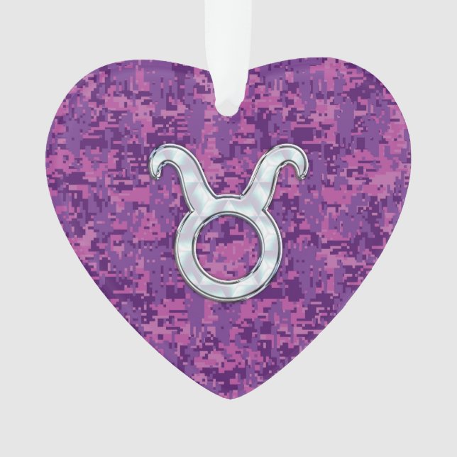 Adorno Perla Como Taurus Zodiac Rótulo Fuchsia Camo Digit (Anverso)
