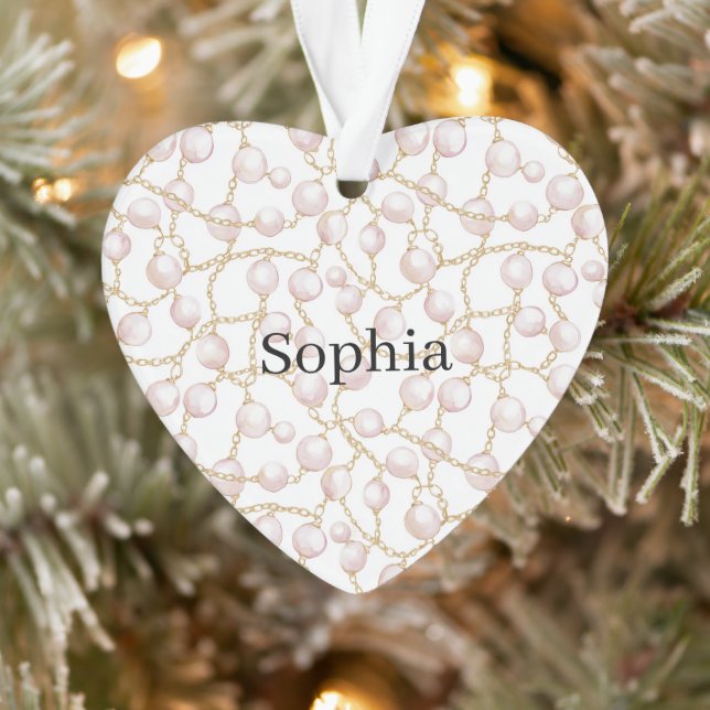 Adorno Perlas Rosadas Cadena de Oro Navidad (Árbol)