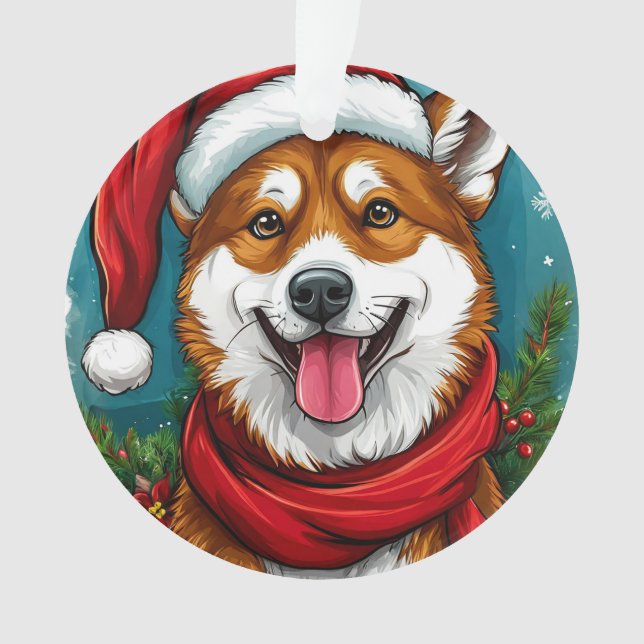 Adorno Perro Adorable con Ropa de Santa (Anverso)