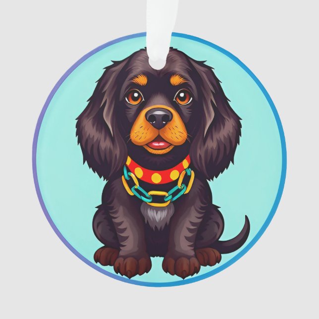 Adorno Perro animado lindo con collar (Anverso)
