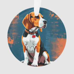 Adorno Perro Beagle en fondo abstracto