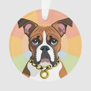Adorno Perro Boxer en Marco Circular Vibrante