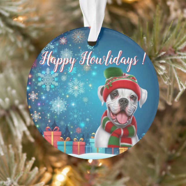 Adorno ¡Perro Boxer Felices Fiestas! (Árbol)