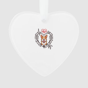Adorno Perro Corgi Corazón Latido Del Corazón Ekg Corbata