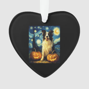 Adorno Perro Cute Border Collie Halloween Jack O Lantern