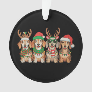 Adorno Perro Dachshund de Navidad Luces de Navidad Sombre