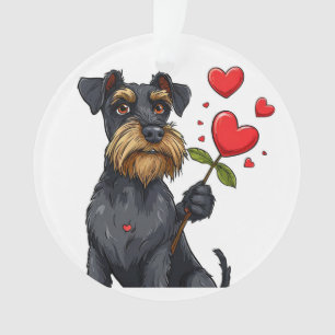 Adorno Perro de dibujos animados con una flor
