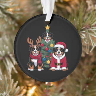 Adorno Perro de montaña bernés de Navidad Santa árbol de