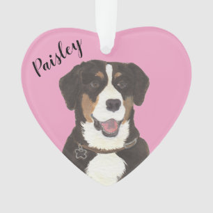 Adorno Perro de montaña Entlebucher del corazón rosado pe
