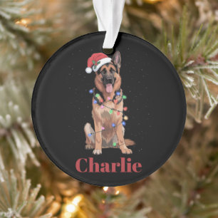 Adorno Perro de Navidad Pastor Alemán con Nombre Personal