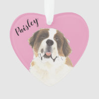 Perro de St. Bernard, corazón rosado personalizado
