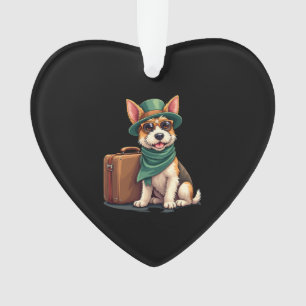Adorno Perro divertido viajando con gráfico de bolsos par