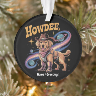 Adorno Perro espacial vaquero divertido retriever dorado