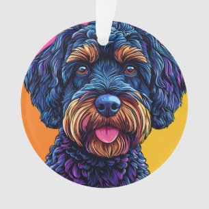 Adorno Perro Feliz Contra Fondo Colorido