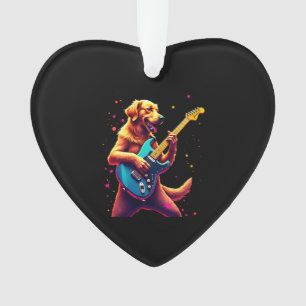 Adorno Perro Golden Retriever tocando Rock con Guitarra E