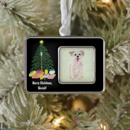 Adorno Perro Morkie Con Árbol De Navidad Enmarcado Orname