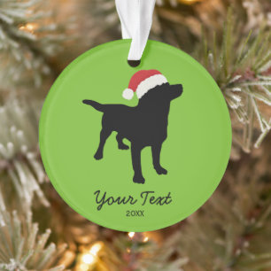 Adorno Perro negro de laboratorio con Navidades Santa Hat