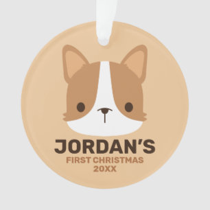 Adorno Perro pequeño de Corgi con nombre personalizado