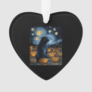 Adorno Perro Pug negro de la noche estrellada de van gogh