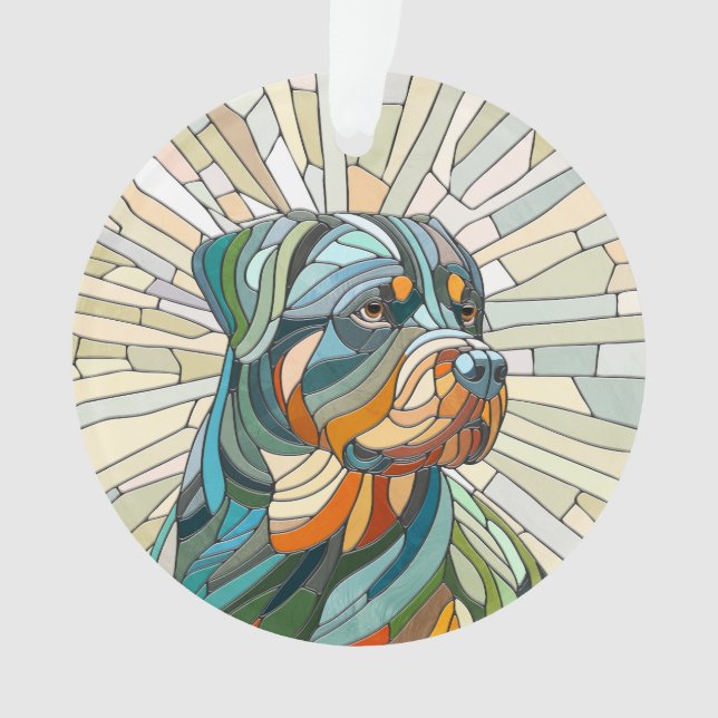 Adorno Perro Rottweiler - arte de mosaicos (Anverso)