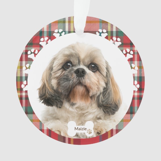 Adorno Perro Shih Tzu personalizado Foto Navidad Vacacion (Anverso)