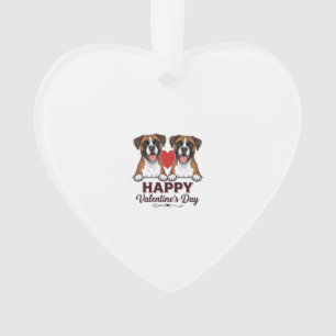 Adorno Perros Boxer Feliz Día de San Valentín Vintage