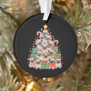 Adorno Perros Pug Árbol de Navidad Navidad Papá Mamá Fami