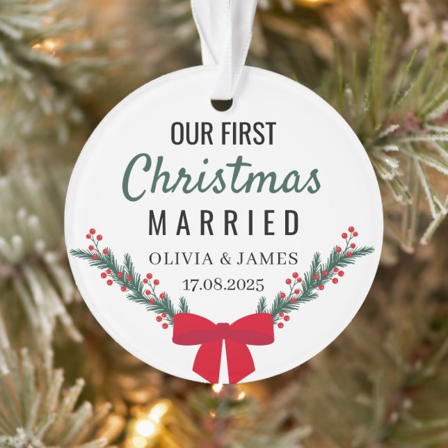 Adorno Personalised Our First Christmas Acrylic Ornament (Árbol)