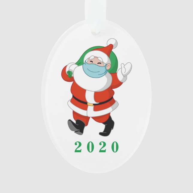 Adorno Personalizable Santa con máscara médica (Anverso)