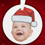 Adorno Personalizado Baby Face Foto Santa Hat Navidades<br><div class="desc">Personalizado Baby Face Photo Santa Hat Ornamento de Navidad</div>