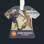 Adorno Personalizado Baloncesto Fotos Jugador Equipo Nomb<br><div class="desc">Muestra el orgullo de tu equipo con este impresionante diseño de fotos de baloncesto - simplemente sube tus fotos y agrega tu texto personalizado para crear un regalo único. Perfecto para el equipo de final de temporada o el regalo del entrenador. Cambie el color del fondo o del texto para...</div>