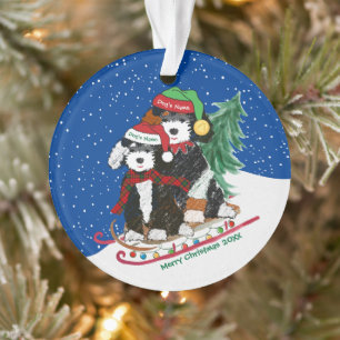 Adorno Personalizado Bernedoodles Navidades decorados
