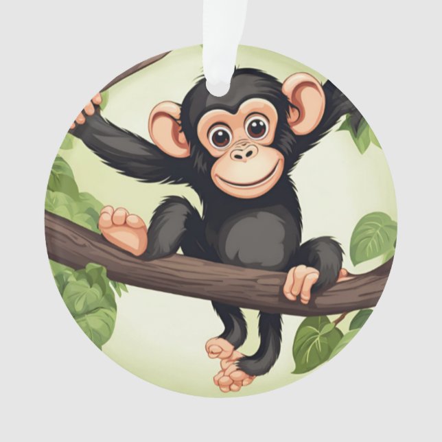 Adorno Personalizado chimpancé loco gracioso (Anverso)