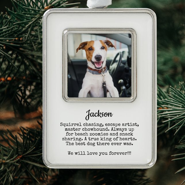 Adorno Personalizado conmemorativo de la foto del perro K (Dog Memorial Custom Photo Christmas Ornament)