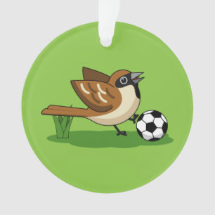 Adorno Personalizado Cute Sparrow Jugando Fútbol
