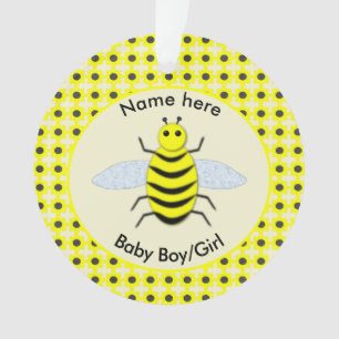 Adorno Personalizado de abeja de bebé amarillo lindo Prim