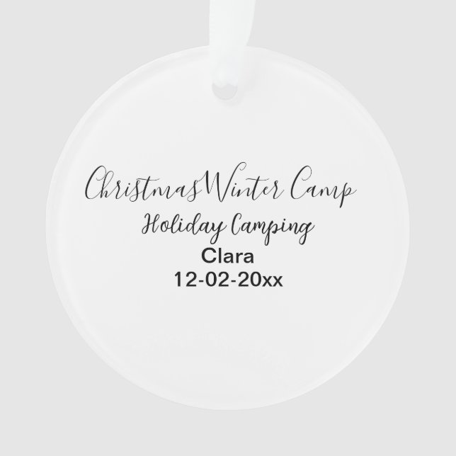 Adorno Personalizado de acampada de vacaciones de inviern (Anverso)