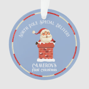 Adorno Personalizado de chimenea de Santa Claus. Primera 
