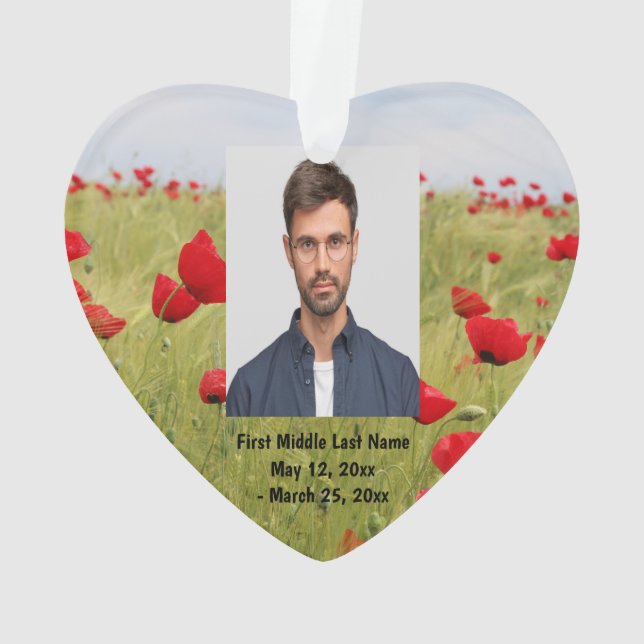 Adorno Personalizado de fotos con citas de flores de Red  (Reverso)