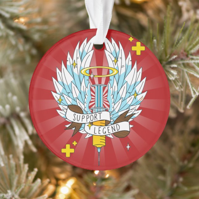 Adorno Personalizado de jeringas aladas rojas para jugado (Árbol)