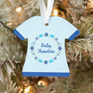 Adorno Personalizado de mariposas y flores Blue Baby Boy