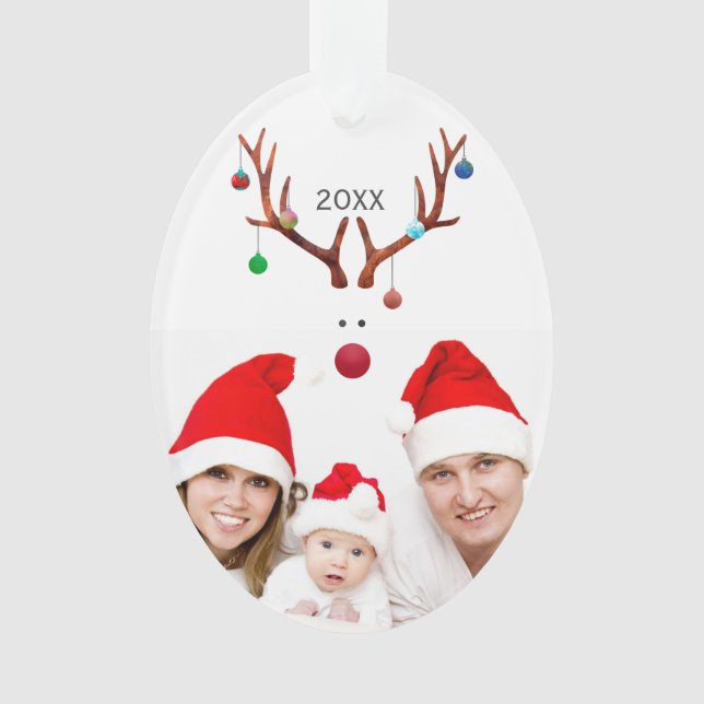 Adorno Personalizado de Navidades de renos Minimalistas (Anverso)