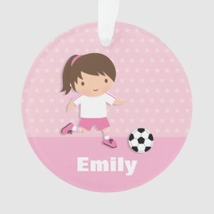 Adorno personalizado de niña de fútbol rosa linda