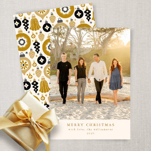 Adorno personalizado de oro negro plano de Navidad