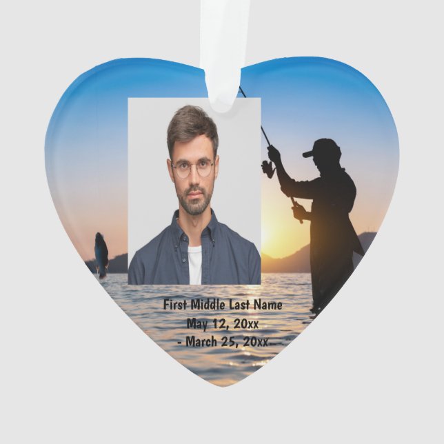 Adorno Personalizado fotográfico con fecha de pesca de pe (Reverso)