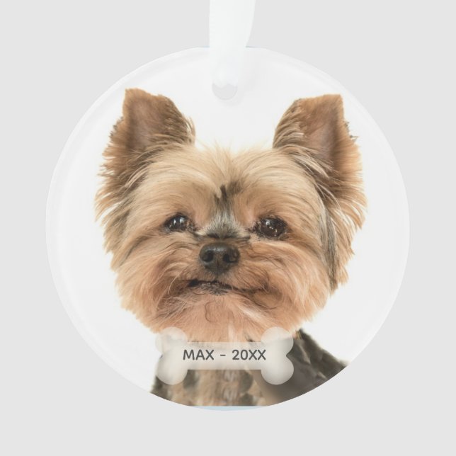 Adorno Personalizado Gold Yorkshire Terrier Dog Photo (Anverso)