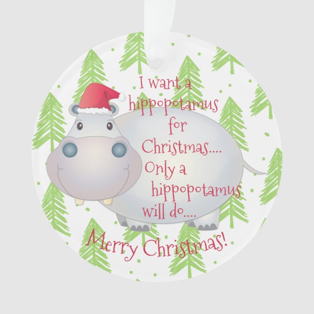Adorno Personalizado Hippopótamo Navidades de Hippo Navid (Anverso)