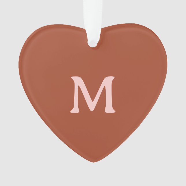 Adorno Personalizado Naranja quemado Monograma Foto (Anverso)