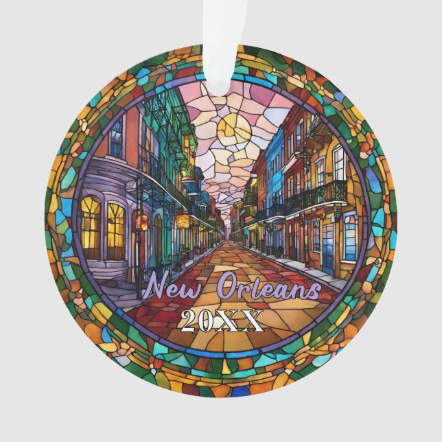 Adorno Personalizado New Orleans Bourbon Street con fecha (Anverso)