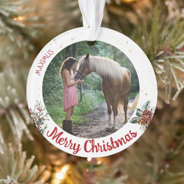 Adorno Personalizado Nombre de Caballo Foto Ecuestre (Árbol)